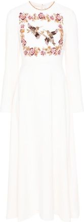 Dina Melwani crystal-embellished maxi dress - women - Polyester - 40 - Neutrals