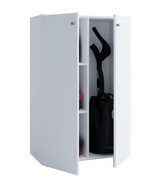 ebuy24 Vcm Gabinete De Escoba De Madera 4 Compartimentos Gabinete Para El Hogar Dimensiones: An. 70 X Al. 111 X T. 38 Cm 2 Puertas Giratorias - Lona L (blanc