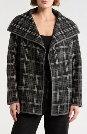 Max Studio Crop Sweater Coat in Black/Med Grey at Nordstrom Rack, Size X-Small