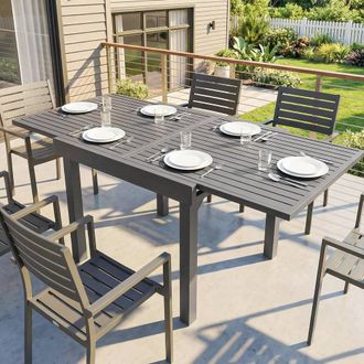 OUTSUNNY Extending Garden Table for 4-8, Aluminium Outdoor Table, Dark Grey | Size: 180 cm x 90 cm