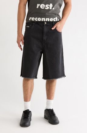 Honor The Gift Fray Hem Denim Bermuda Shorts in Black at Nordstrom, Size 38