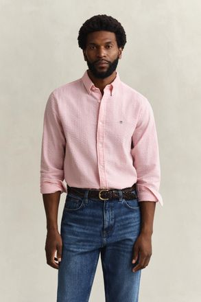 GANT Men Regular Fit Striped Seersucker Shirt (XXXL) ROSE PINK