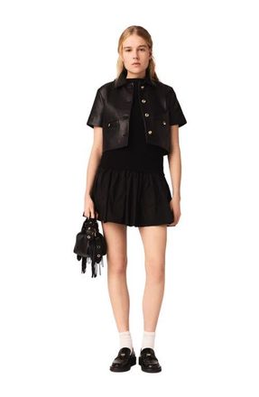 Maje Cropped leather jacket in Black at Nordstrom, Size 40 Eu