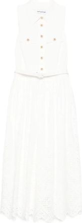 Self Portrait Abito con ricamo e cintura - Bianco