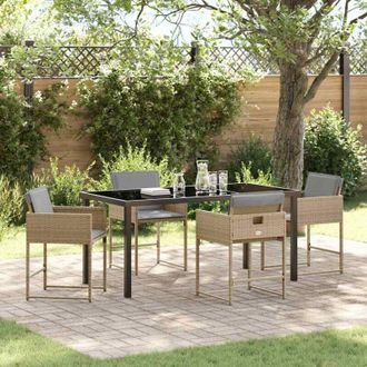 vidaXL Conjunto De Comedor De Jard&iacute;n 5 Pcs Beige Rat&aacute;n Sint&eacute;tico Vidaxl