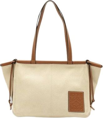 Loewe Bolso Tote de Lona y Cuero Pre-owned - Pre-owned - Mujer - Beige - ONE SIZE