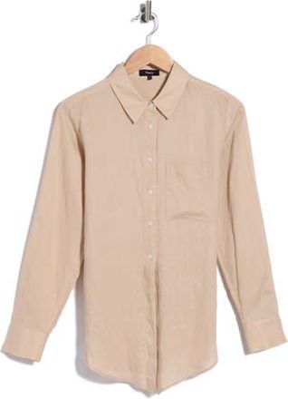 Theory Hekanina Linen Blend Button-Up Shirt in Light Desert at Nordstrom Rack, Size X-Large
