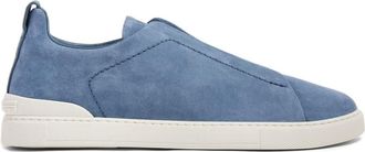 Ermenegildo Zegna round-toe suede sneakers - men - Suede/Leather/Rubber - 7 - Blue