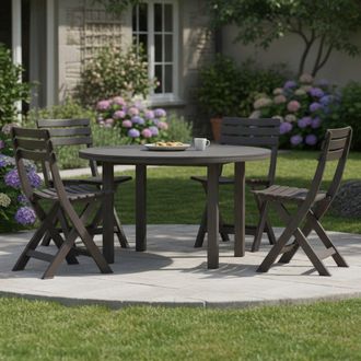 Dmora Sedia Da Esterno Jennie, 4 Sedie, Pieghevole Made In Italy, Peso Supportato 120 Kg, Nero Antracite