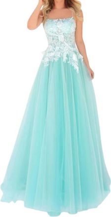 Tarik Ediz Melodie Tulle Dress In Aqua