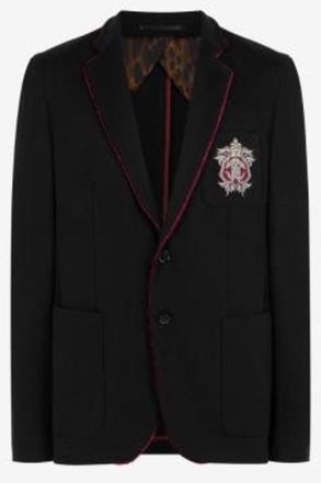 Roberto Cavalli Crest-Embroidered Deconstructed Blazer, Brand Size 50 ( US Size 40 )