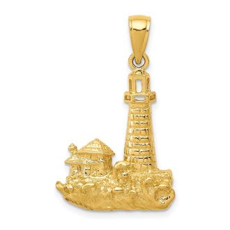 Diamond2Deal 14k Yellow Gold Lighthouse Pendant