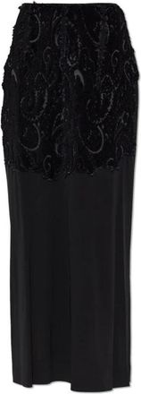 Maison Margiela Rok met decoratieve borduursels - Dames - Maxi Rokken - Zwart - S - Leer - Rokken