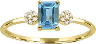 Diamond2Deal 10K Yellow Gold Swiss Blue Topaz and Diamond Engagement Ring ( 0.60Ct)