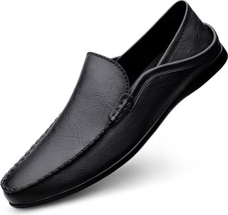 Generic Mens Casual Soft Comfort Leather Driving Penny Loafers Moccasins Slip-On Dress Loafers for Everyday Wear (Black,5.5)
