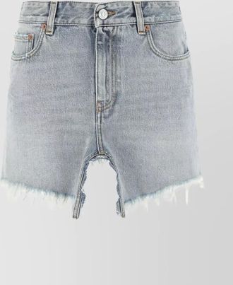Balenciaga front slit fringed denim skirt