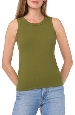 Halogen Fitted Ribbed Tank Top in Green Olive at Nordstrom Rack, Size X-Small