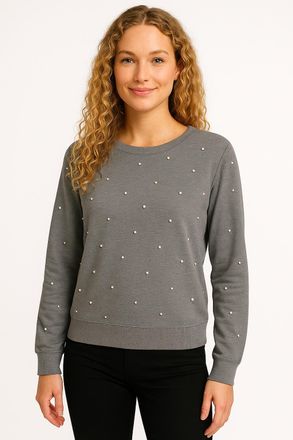 Vero Moda Rundhalspullover VERO MODA VMGLORY PEARL LS O-NECK PULLOVER BOO, Damen, Gr. L, grau (medium grau melange), Strick, Obermaterial: 80% Viskose, 20% Nylo