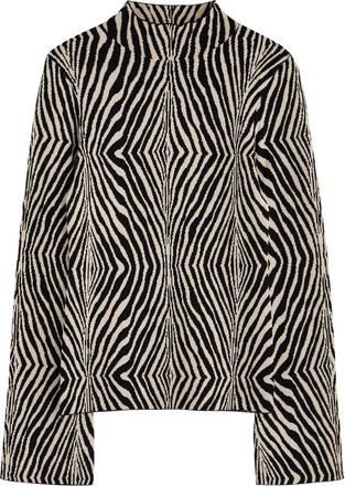By Malene Birger BY Malene Birger Bernie Zebra-intarsia Stretch-knit Jumper - Brown - S (UK8-10 / S)