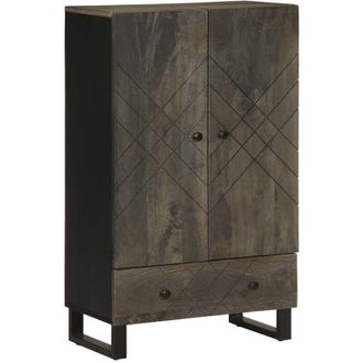 vidaXL Credenza Nera 60x33x100 cm in Legno Massello di Mango - Vidaxl