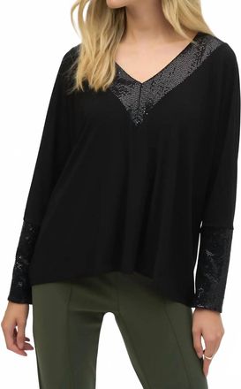 Joseph Ribkoff Sequin Boxy Top In Black