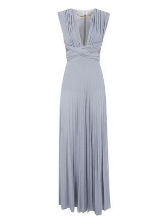 Elisabetta Franchi pleated V-neck maxi dress - Grey