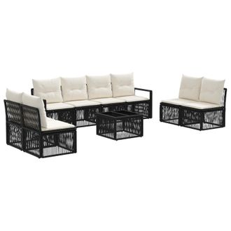 vidaXL Conjunto De Sof&aacute;s De Jard&iacute;n 9 Uds. Negro Rat&aacute;n Sint&eacute;tico Vidaxl
