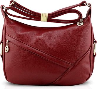Nicole & Doris NICOLE&DORIS Women Crossbody Bag Hobo Tote Satchel Travel Purse PU Leather Handbags, Red Wine, L
