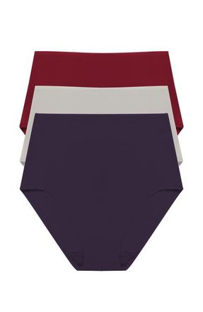 Natori Bliss Bare Cotton High Waist Brief 3-Pack in Purple Dusk/smoky/dk Red at Nordstrom, Size Xx-Large