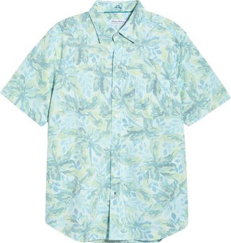 Tommy Bahama San Lucio Sea Shade IslandZone Knit Short Sleeve Cotton Blend Button-Up Shirt in Pale Opal at Nordstrom, Size Xxx-Large