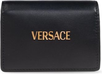 Versace Leren Portemonnee met Logo - Dames - Portefeuilles - Zwart - ONE Size - Leer - Accessoires