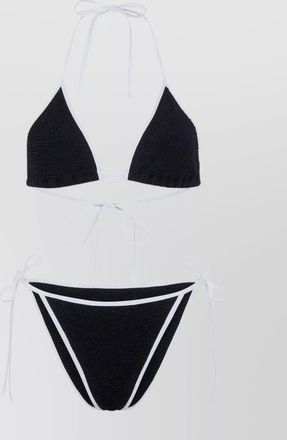 Hunza G gina textured triangle bikini with sporty contrast