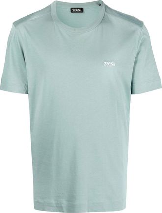 Ermenegildo Zegna logo-embroidered T-shirt - men - Cotton - 56 - Green