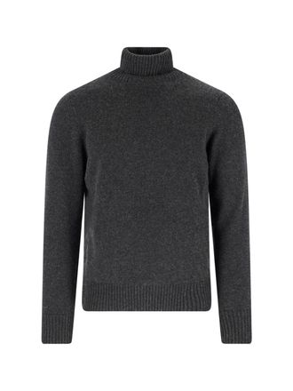 Drumohr Ribbed High-Neck Cashmere Sweater with Minimalist Design