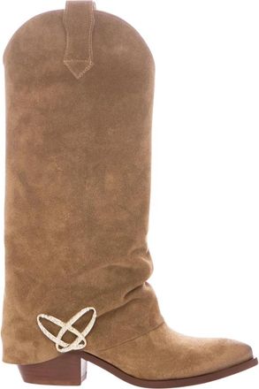 Ovye By Cristina Lucchi Beige Laarzen voor Vrouwen - Dames - Cowboylaarzen - Beige - 38 EU - Schoenen