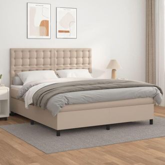 vidaXL Vidaxl - Cama Box Spring Con Colch&oacute;n Cuero Sint&eacute;tico Capuchino 160x200cm