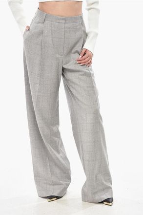 Dries Van Noten Windowpane Wool Palazzo Pants PORTER size 42