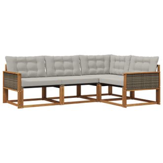 vidaXL Conjunto De Sof&aacute;s De Exterior 4 Pcs Natural Y Gris Claro Vidaxl