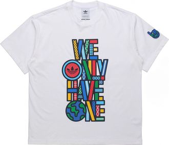adidas originals Artist Tee Ss Earth Printing Sports Round Neck Short Sleeve White HA4693