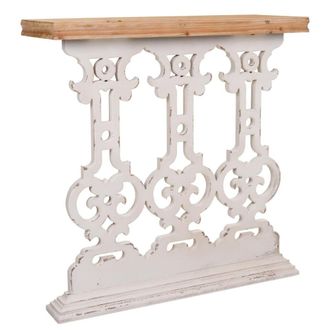 Wanderlust Deco Recibidor de madera tallada blanca 81x30x82