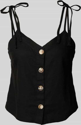 Ichi Top aus Leinen-Viskose-Mix mit Knopfleiste in Black, Gr&ouml;&szlig;e 34