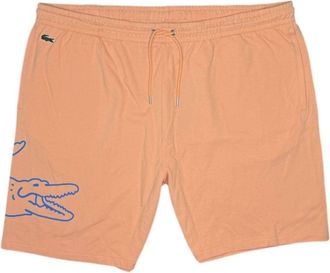 Lacoste Crocodile Print Fleece Short In Light Orange
