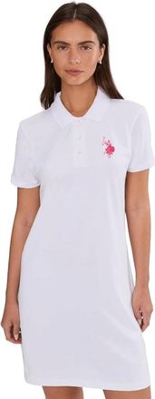 U.S.Polo Association U. S. Polo ASSN. Tonal Polo Dress Womens White Stretch Short Sleeve JAX1804