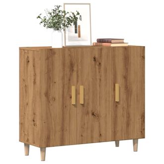 Berkfield Home Sideboard Artisan Oak 90x34x80 cm Engineered Wood in Brown | Size: 90 x 34 x 80 cm