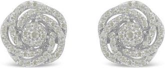 House of Brilliance 10k White Gold Rose-Cut 1 cttw Diamond Floral Cluster Earrings at Nordstrom