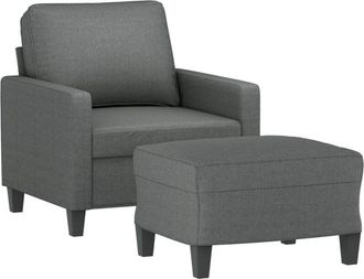 vidaXL Sill&oacute;n Con Taburete Tela Gris Oscuro 60 Cm Vidaxl