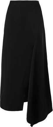 8 by YOOX SATIN HIGH-WAIST FRONT SPLIT MIDI SKIRT