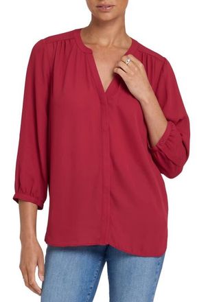 NYDJ Pintuck Top in Beaujolais at Nordstrom, Size Xx-Small