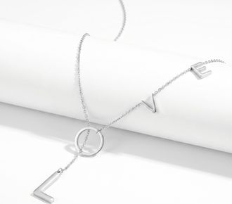 Pompeii3 Love Lariat Necklace 18k White Gold Plated 21