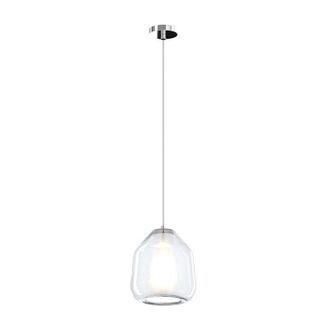 Top-Light Sospensione Contemporanea Double Skin Beta Metallo Cromo Vetro Trasp. 1 Luce E27